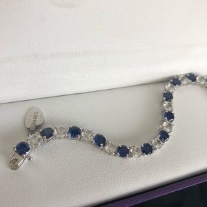 White and Blue Sapphire Tennis Bracelet